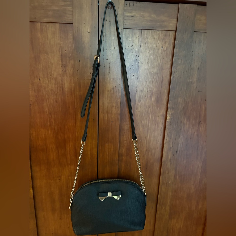 Anne Klein Black Crossbody Bag with Gold Accents